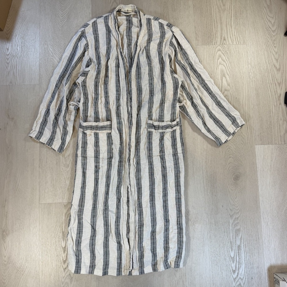 Odd Bird Women Multicolor Stripe Robe Housecoat Cotton Kimono Lounge S/M No Belt